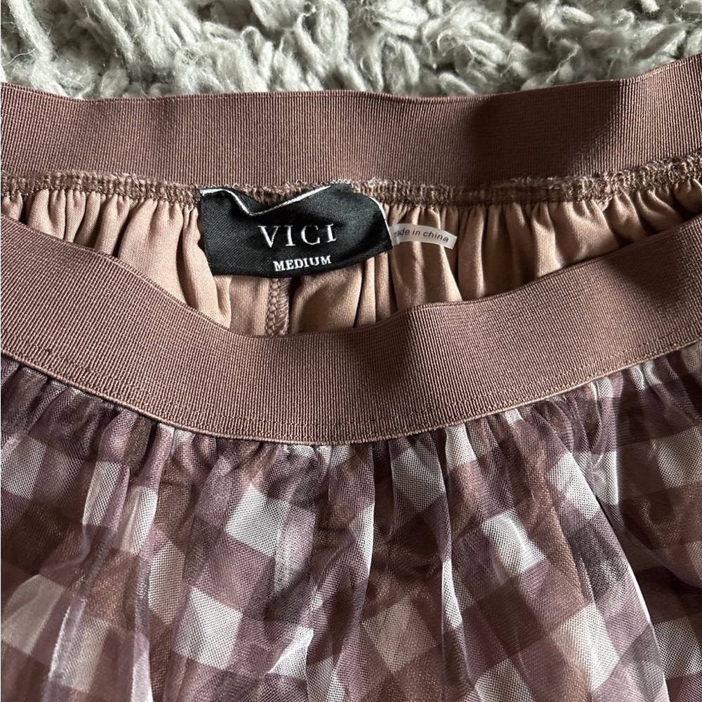 VICI Collection Adult Table Mesh Gingham Maxi Skirt - Picture 7 of 7